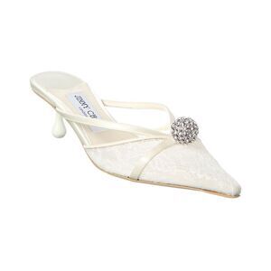 Jimmy Choo Sana 50 Lace & Satin Mule, White